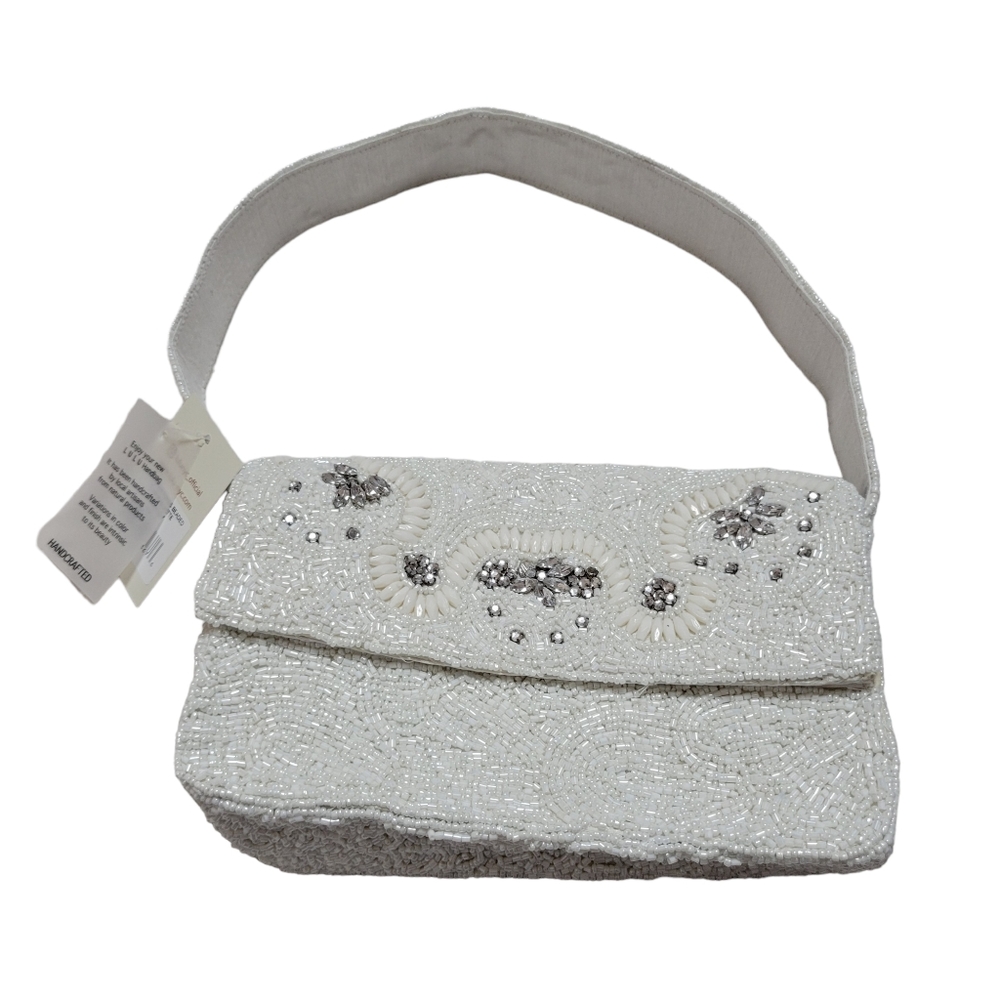 Lulu nyc Bridal W/Stones Beaded Flap Baguette
